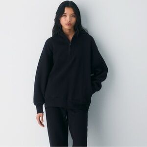 TNA Sweatfleece cozy fleece boyfriend fit quarter zip up size M